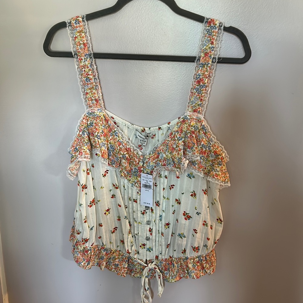 American Eagle Floral & Lace Tank Top